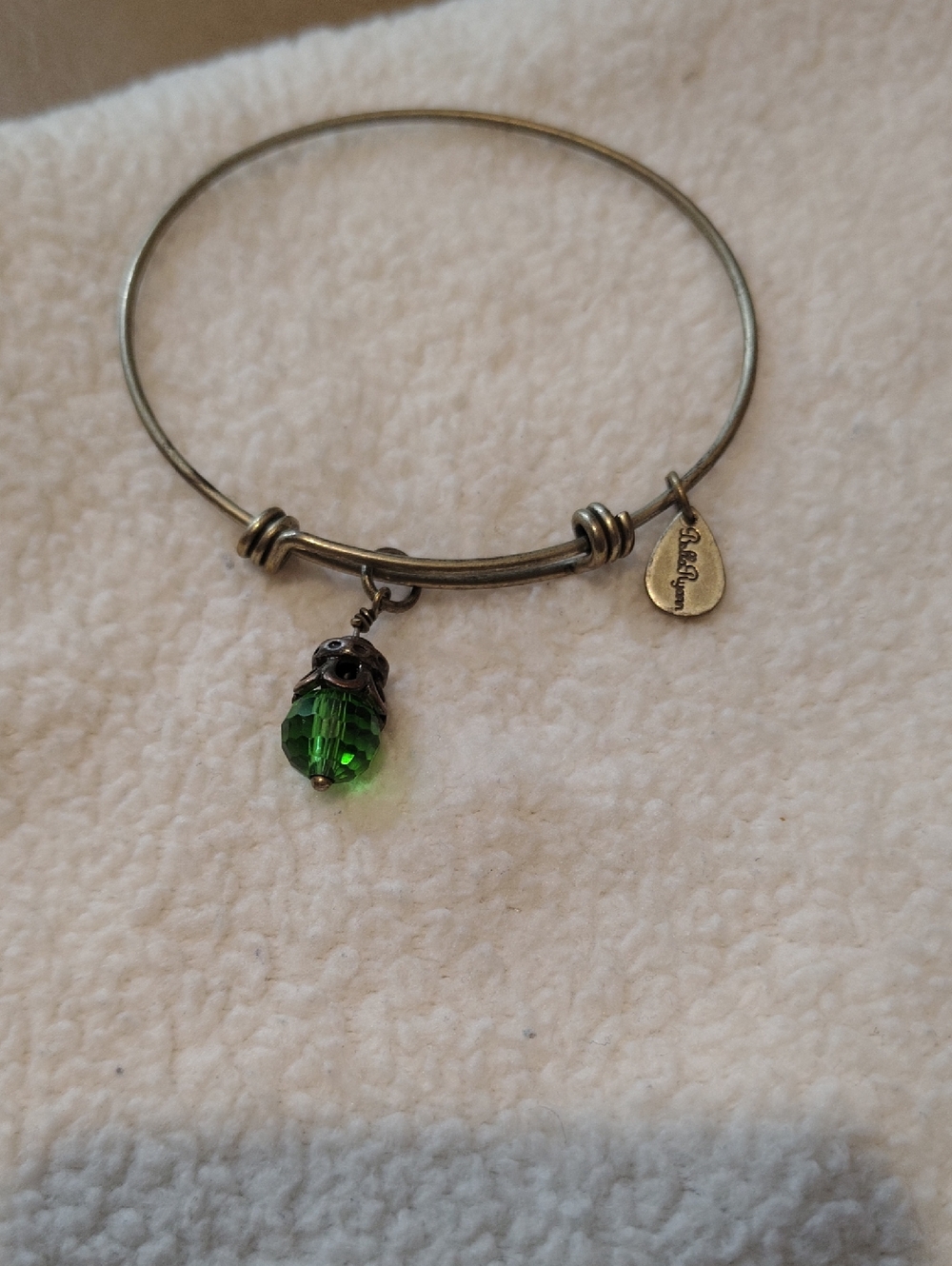 Bella Ryann Green Crystal Charm Bangle Bracelet
